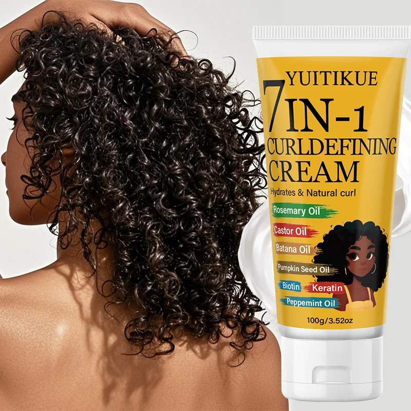 Creme Definidor de Cachos 7 em 1 Anti-Frizz Hidratante com Óleo de Batana e Queratina para Cabelos Cacheados, Crespos e Ondulados – Produto Hidratante para Estilização