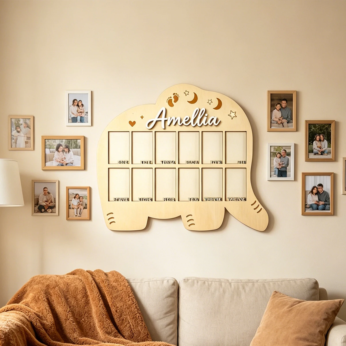 1Pc Custom Cute Elephan Wooden Acrylic Name Plaque,Home Room Office Wall Door Decor,DIY Nursery Birthday Wedding Graduation Gift