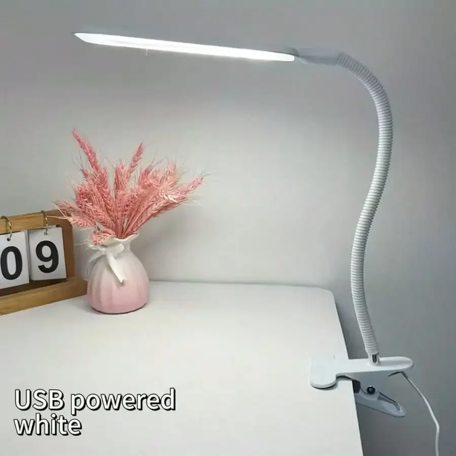 Clip-On LED Desk Lamp, 360° Adjustable Flexible Gooseneck Table Light, USB-Powered Eye Care Reading Lamp, Portable Night Light For Study, Work, Dorm & Bedroom