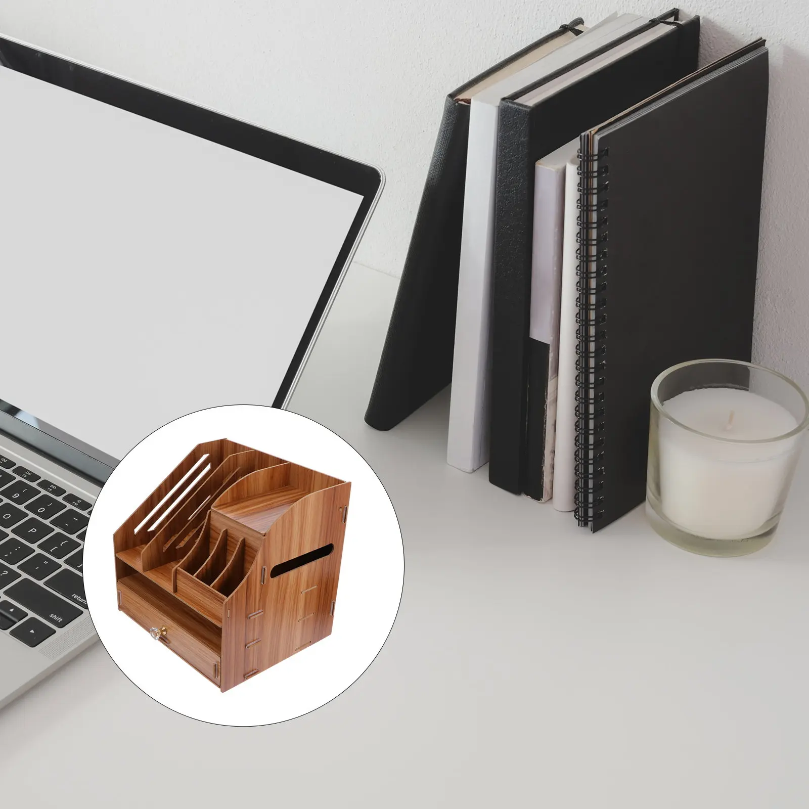 Wooden Desktop Storage Organizer Box with Drawer for Office, Bedroom, Living Room – Sundries, Jewelry, Cosmetics