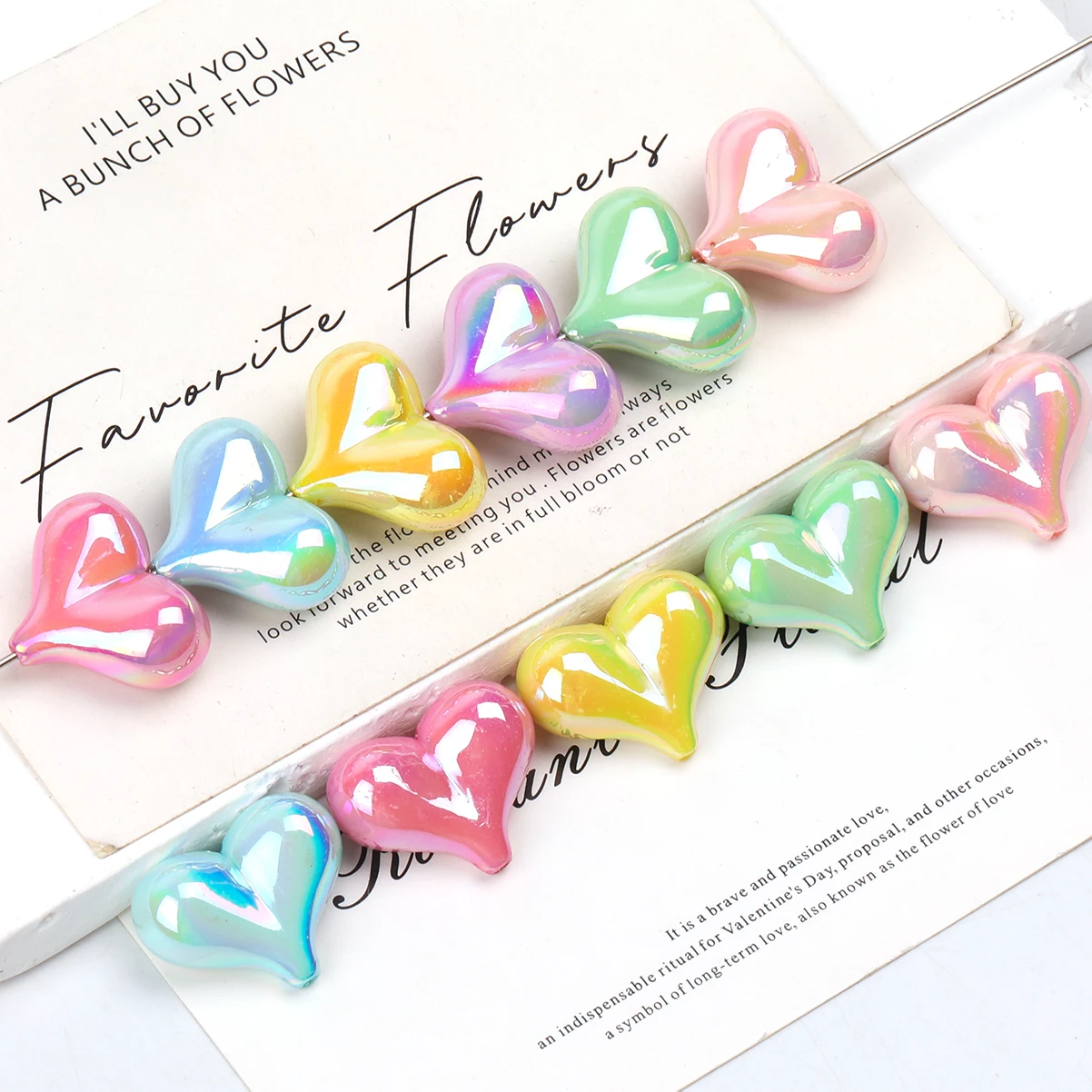 5/20pcs Mix Color Acrylic Heart Shape Bead-Acrylic Heart Bead For Jewelry Making,Straight Hole Craft Beads Handmade Accessories