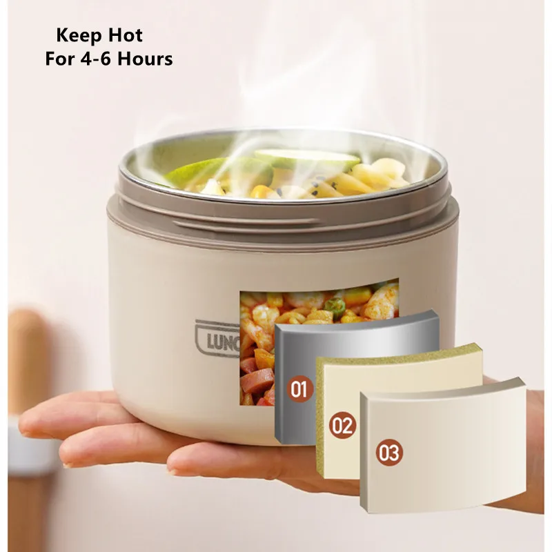 Portable Stainless Steel 304 Thermal Lunch Box With Bag Large Capacity Multi Layer Thermos Bento Box BPA Free  Food Container