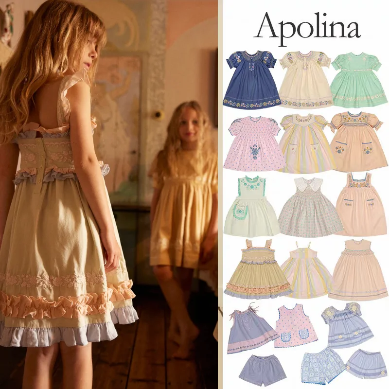 

Детское платье для девочек 2026: Новинка лета, винтажное, с вышивкой и принтом, хлопковое, с пышными рукавами, в корейском стиле, на бретельках