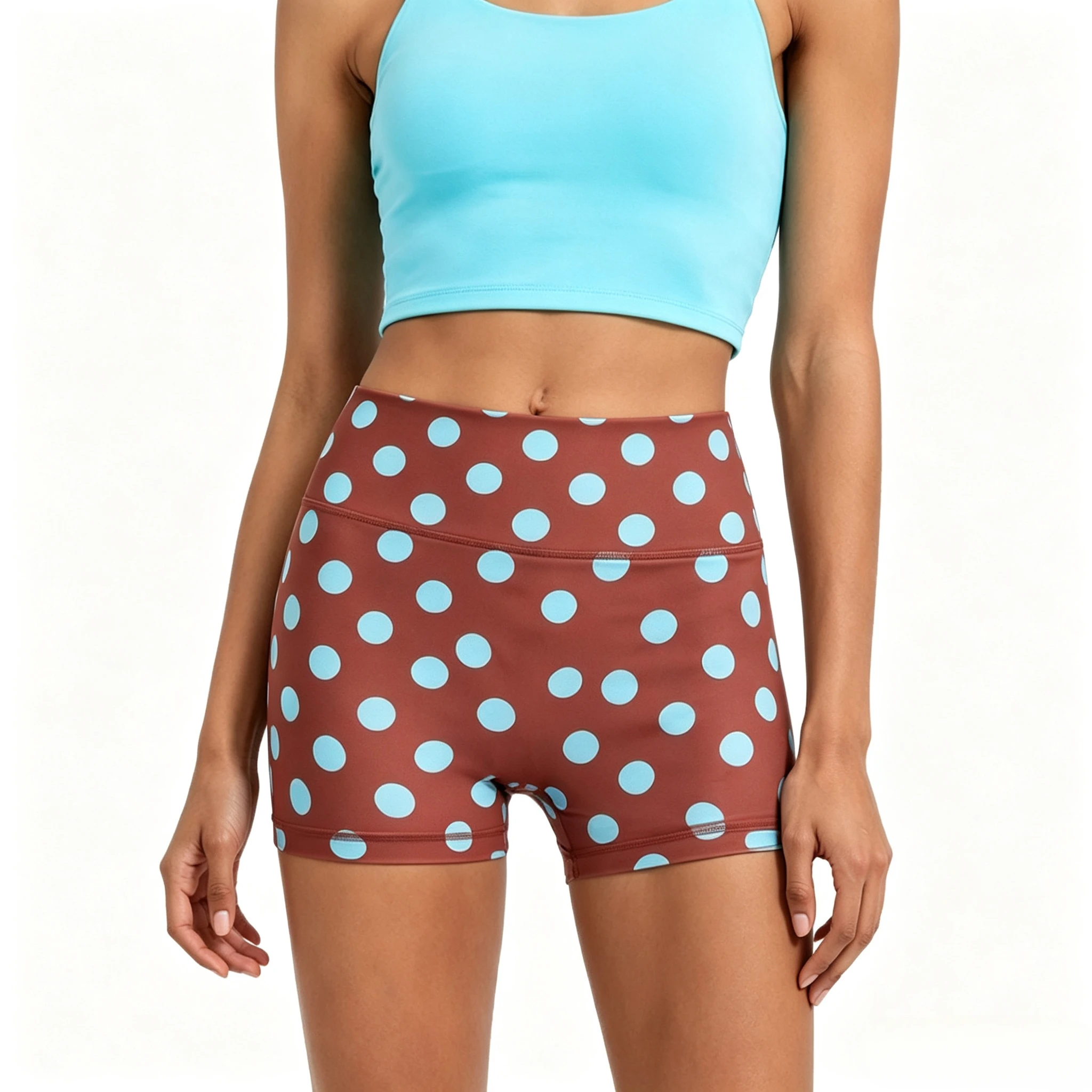 Dopamine Polka Dot High Waist Yoga Shorts Women Butt Lifting 4 Way Stretch Scrunch Booty Workout Biker Shorts for Gym Tennis