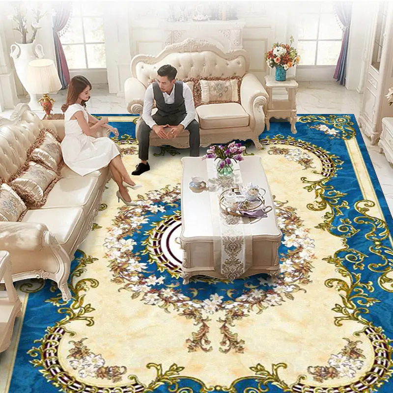 New European Retro Style Living Room sofa Rug Anti-Slip Washable Bedroom Decorative mat Large Area Hotel Lobby Carpet Custom