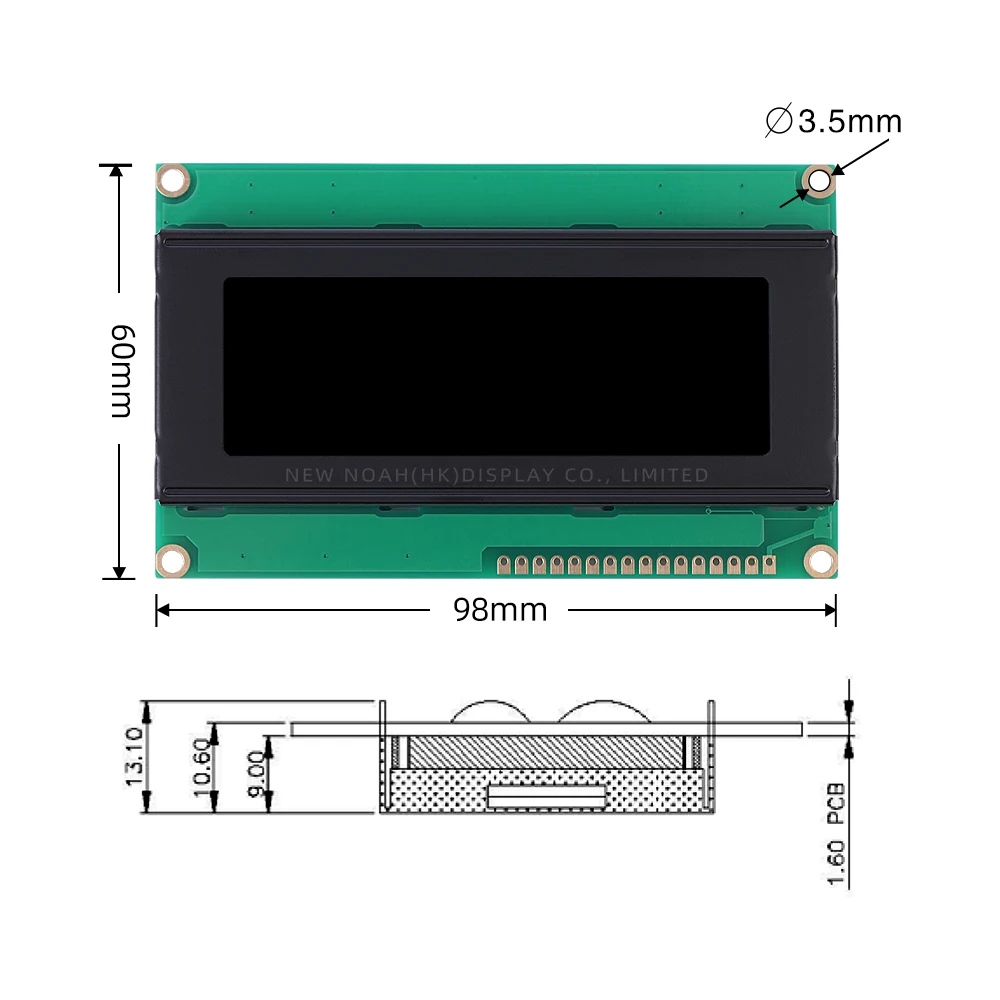 BTN 블랙 필름 흰색 2004K 문자 LCD 모듈 디스플레이 화면, 산업용 등급 ST7066, IIC/I2C 인터페이스 어댑터 보드, 4x20, 4x20