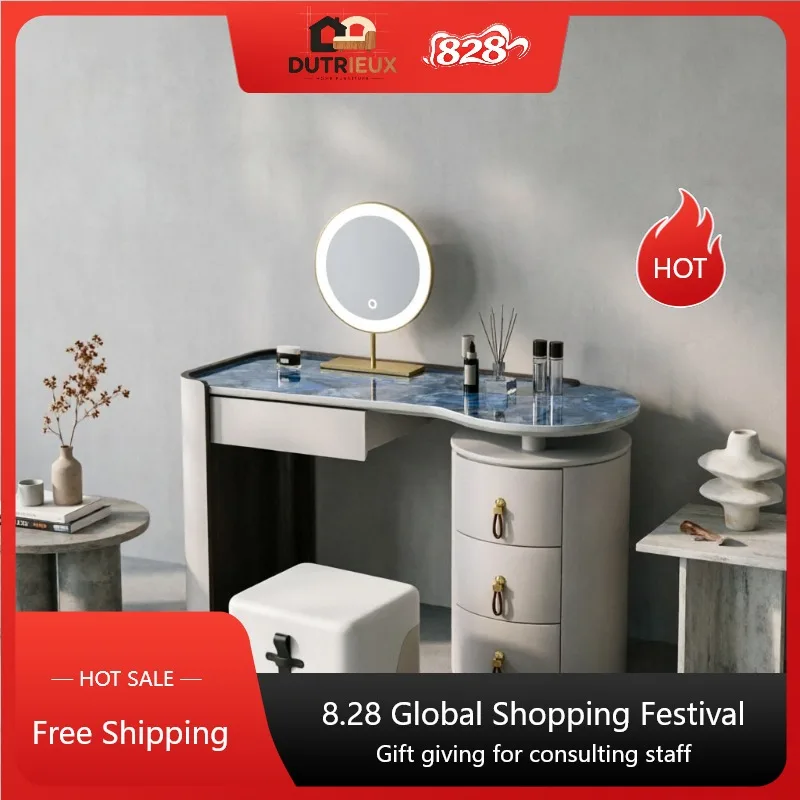 Nordic Minimal Dressing Table Vanity Modern Organizer Storage Dressing Table Drawer Stool Tocador Maquillaje Furniture Home