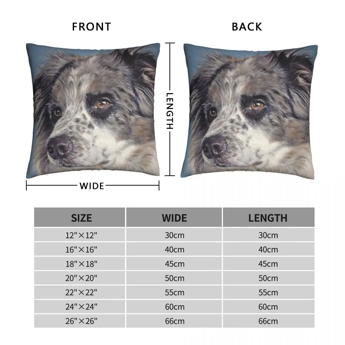 Blue Merle Border Collie Square Pillowcase Polyester Linen Velvet Pattern Zip Decor Pillow Case Car Cushion Case 45x45