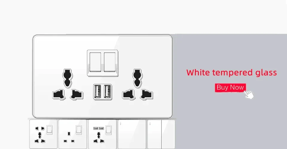 Tempered glass UK wall switch and socket 37