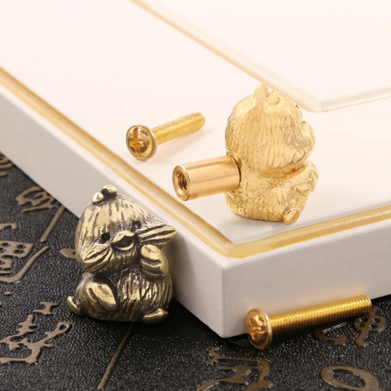 Animal Shape Drawer Door Knob, Vintage Brass Cabinet Pull for Kitchen Wine Cabinet Wardrobe Cupboard, DIY Home Decor Hardware