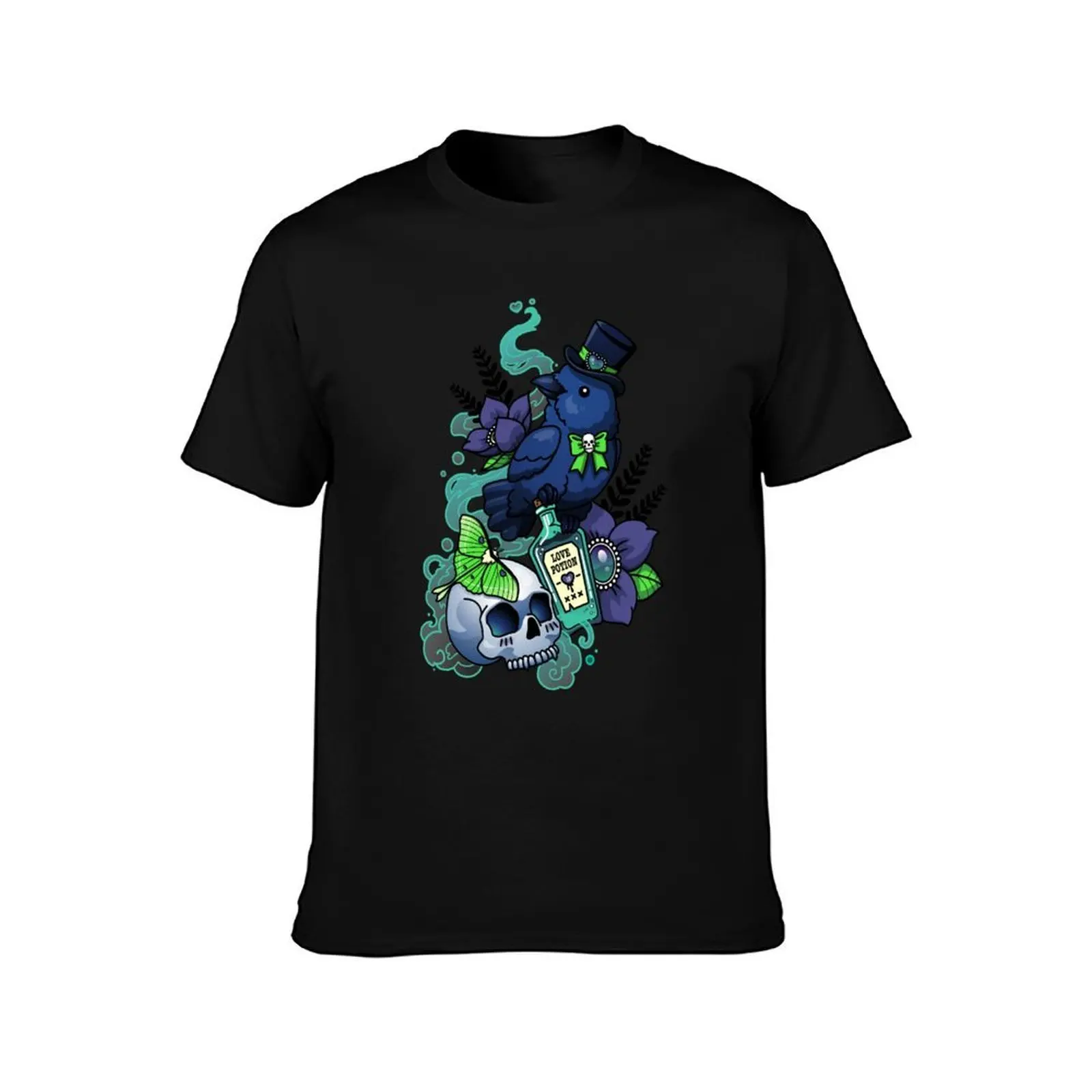 Chubby Mr. Raven T-Shirt, Summer Casual Cotton Tee, Oversized Streetwear Tops, Vintage Graphic Print, Loose Fit Short Sleeve