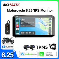 Motorcycle Recorder CarPlay Android Auto Navigation Monitor with Remote Control DVR Bluetooth BSD Vehicle Speed Display 6.25inch