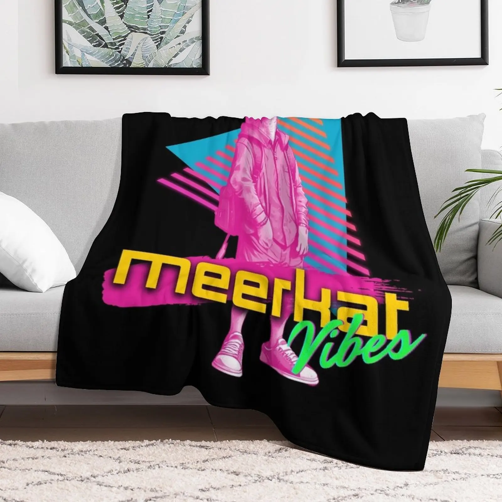 Meerkat Vibes Throw Blanket Easy Care Comfortable Blanket for Couch