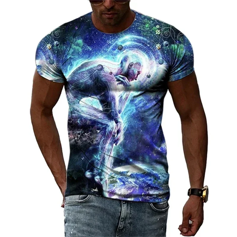 

Personality Abstract Graphic T Shirt Men Colorful 3D Print T-Shirts Casual Fashion Street Summer Harajuku Short Sleeve Tees Tops