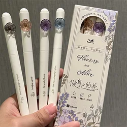 Stylos gel Kawaii à encre noire, pointe CS pouvant tourner hors de la recharge, écriture lisse, stylo à bille esthétique, fournitures scolaires, 4 pièces