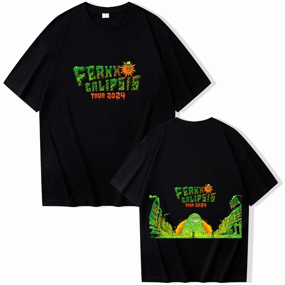 

Футболка Feid Ferxxo Calipsis Tour 2024 женская с круглым вырезом Летняя Повседневная футболка оверсайз футболка для мужчин с обычным принтом