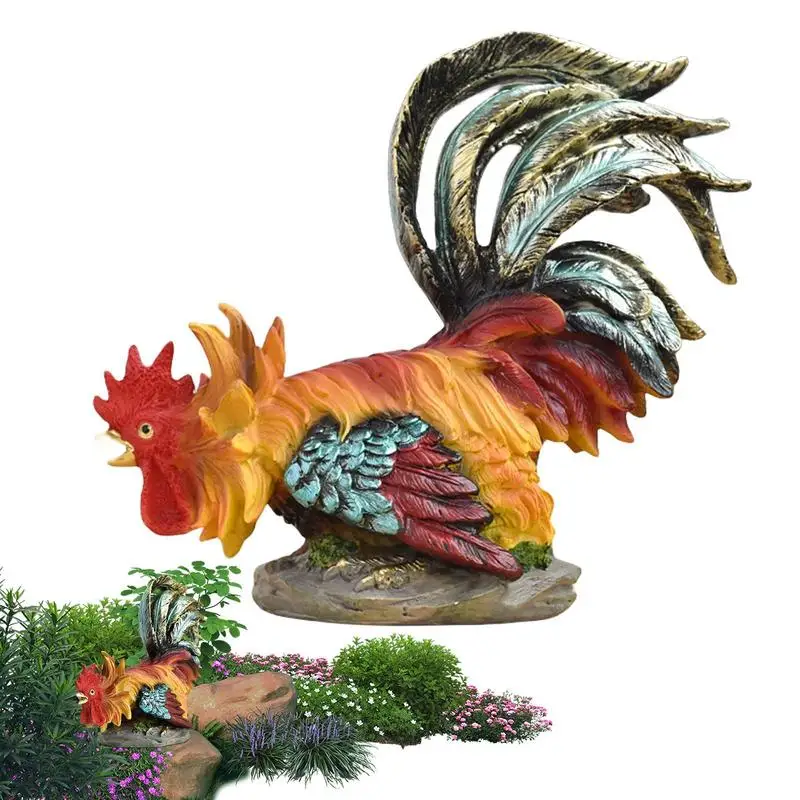 

Rooster Statue Animal Sculpture Yard Art Outdoor Chicken Decor Ornament Figurines Rooster Sculpture Artwork for Backyard Lawn