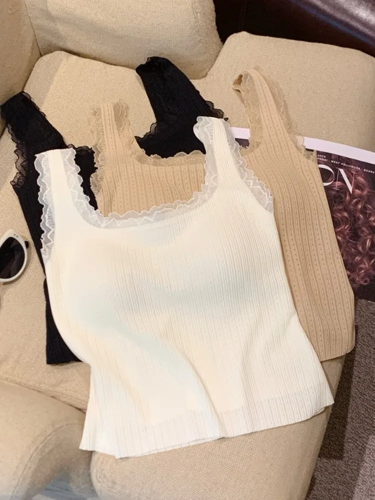 

Pure Desire Lace Splice Sexy Strapless Women's Summer New Design Detachable Chest Pad Beautiful Back Tank Top Sexy Lingerie