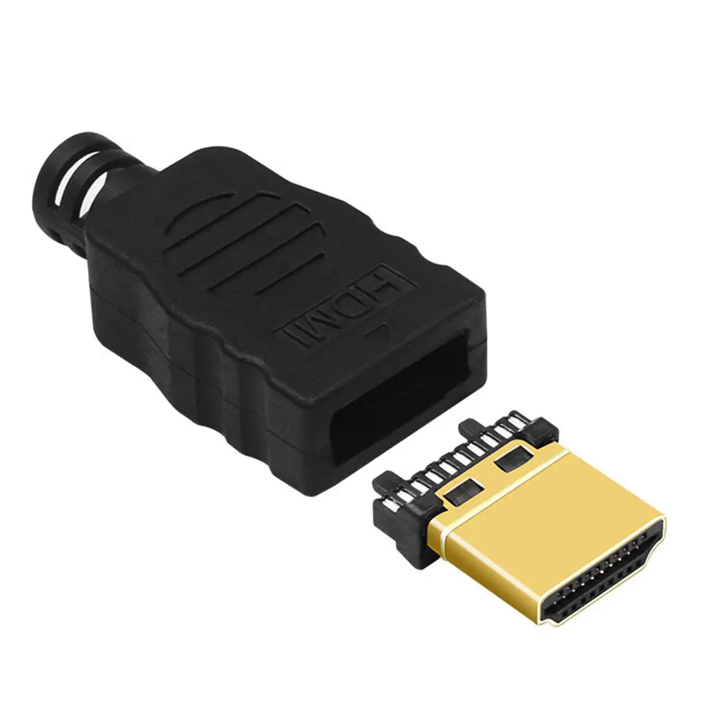 

HDMI-Compatible Gold-plated Soldered Male Terminal 19Pin Solder Joint Connector with Rubber sleeve shell DIY Kit