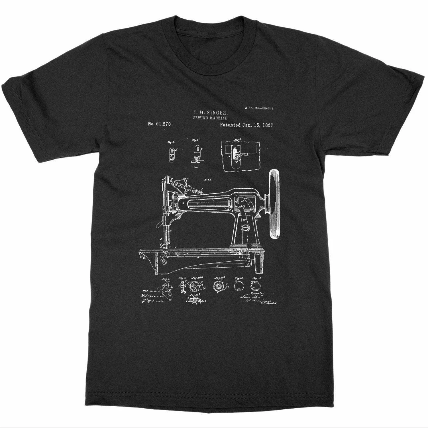 

Sewing Machine Exploded Design Drawing of Parts Premium T-Shirt. Cotton Short Sleeve O-Neck Mens T Shirt New S-3XL.