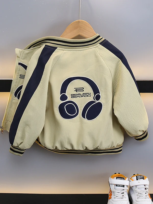 

Boys' Spring Autumn Jaet 2026 New Faionable Baseball Sportswear Earphone Cover Kids Casual Wear Cotton Blend Outerwear