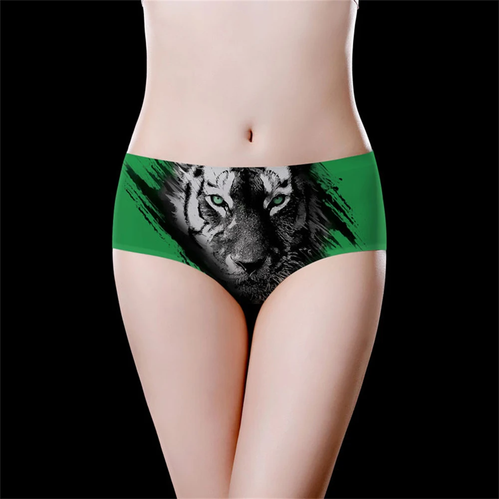 

1 шт., бесшовное женское нижнее белье из ледяного шелка с принтом, милые и милые треугольные брюки со средней талией для девочек, дышащие