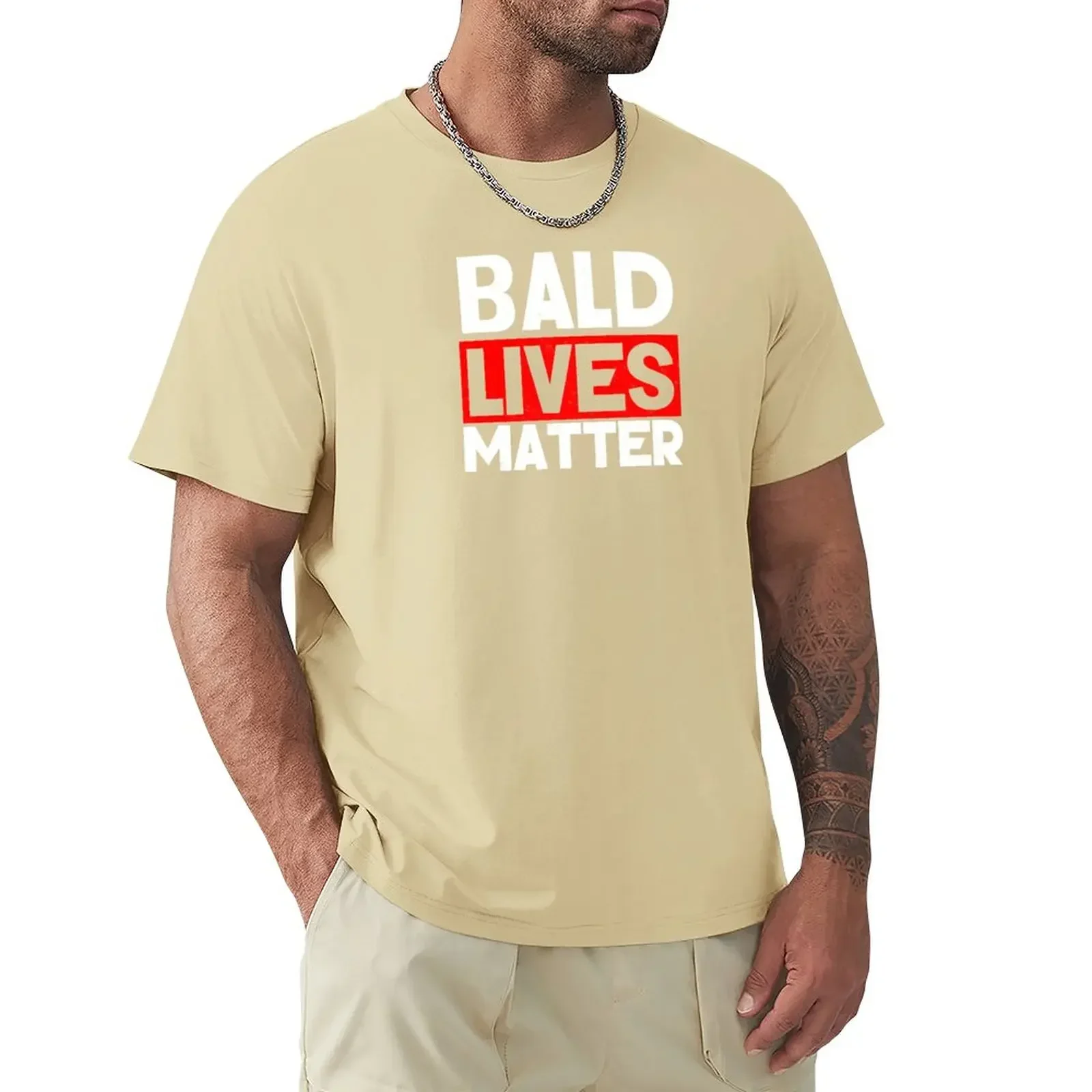 Funny Bald Lives Matter Receding Hair Balding Bald Guy Shirt T-Shirt plain clothe for men oversized graphic harajuku summer tee