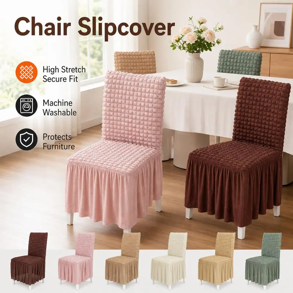 European Style Foam Gauze Chair Cover Seat Backrest One-Piece Stool Cover for Dining Table Living Room Household Use
