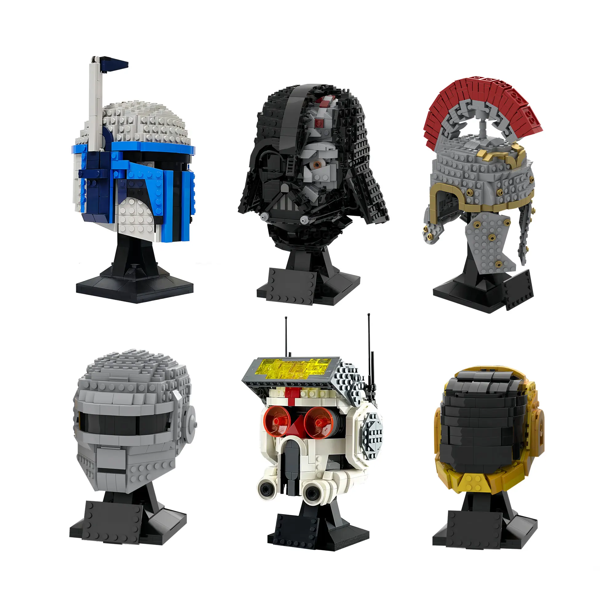 

Moc Movies Daft Punk Helmet Electronic Audio Duo Building Blocks Hunter Samurai Collection Constructor Bricks Toy Gift for Kizs