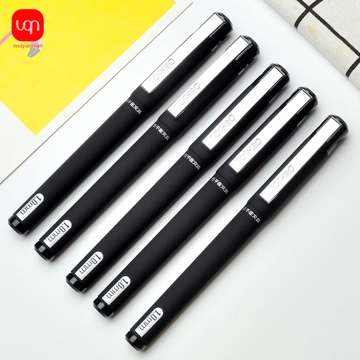 

WQN-4/8/12PCS Matte Black Gel Pen 1.0mm Tip Black Ink Signature Pen for School, Diary, and Office Use