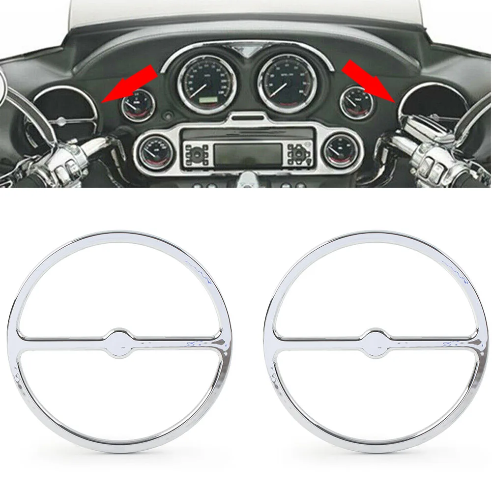 2x chromowany pierścień wykończeniowy głośnika motocyklowego do Harley Davidson 1996-2013 Electra Tri Street Glide z oryginalną kratką głośnika