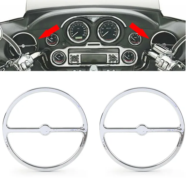 2x chromowany pierścień wykończeniowy głośnika motocyklowego do Harley Davidson 1996-2013 Electra Tri Street Glide z oryginalną kratką głośnika