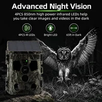 Suntekcam HC-601A Solar Powered Hunting Camera 4K 50MP Trail Camera 20m Night Vision IP65 Waterproof Wildlife Scouting Camera 4