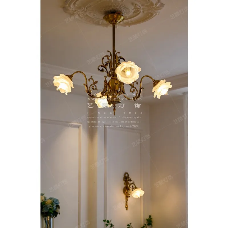 

French full copper chandelier rococo antique restaurant light vintage