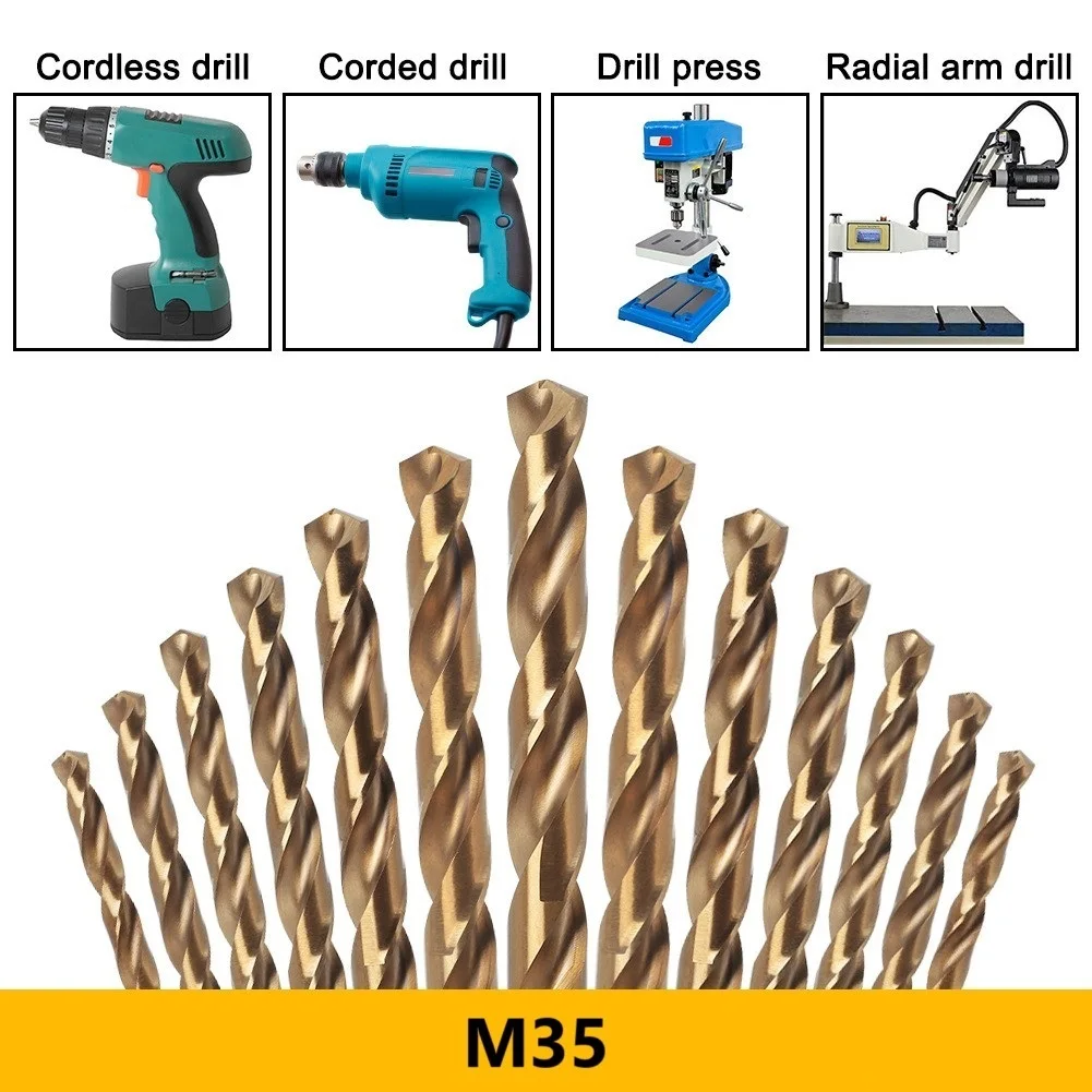10 Uds TIN HSS M35 broca helicoidal contiene cobalto acero inoxidable broca especial acero perforado superh 1-2,9mm