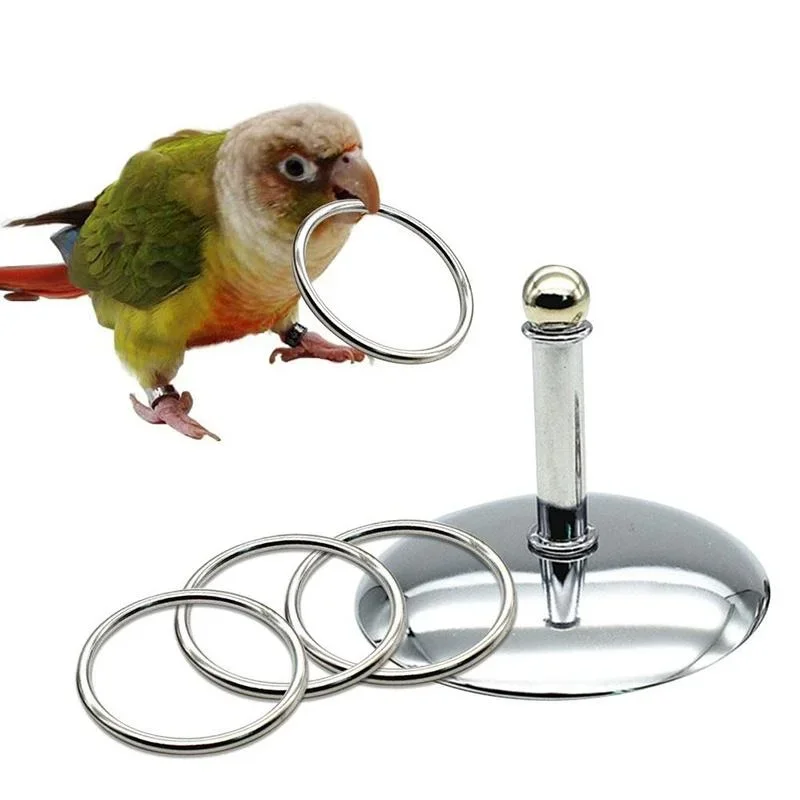 Interactive Training Toys for Bird Parrots Intelligence Development Stacking Metal Ring Pet Supplies Accessory for Birds