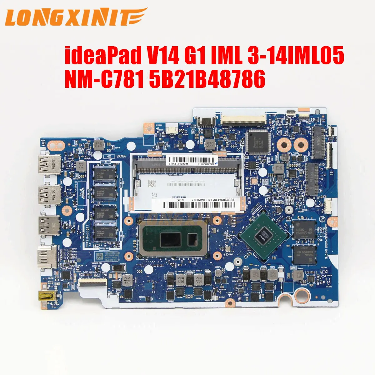 

NM-C781 For Lenovo ideaPad V14 G1 IML 3-14IML05 Laptop Motherboard With i3 i5 i7 CPU.V2G GPU.4G RAM