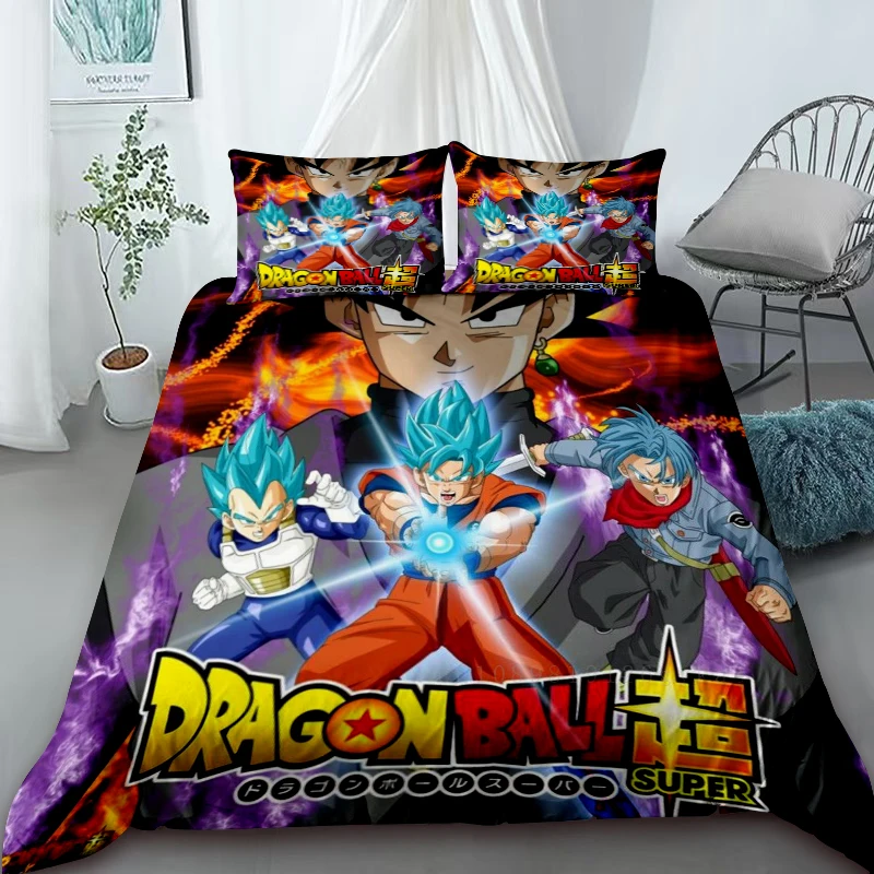 Housse de couette Dragon Ball, ensemble de literie Super Saiyan, dessin animé, chambre à coucher, maison, cadeaux de noël pour enfants