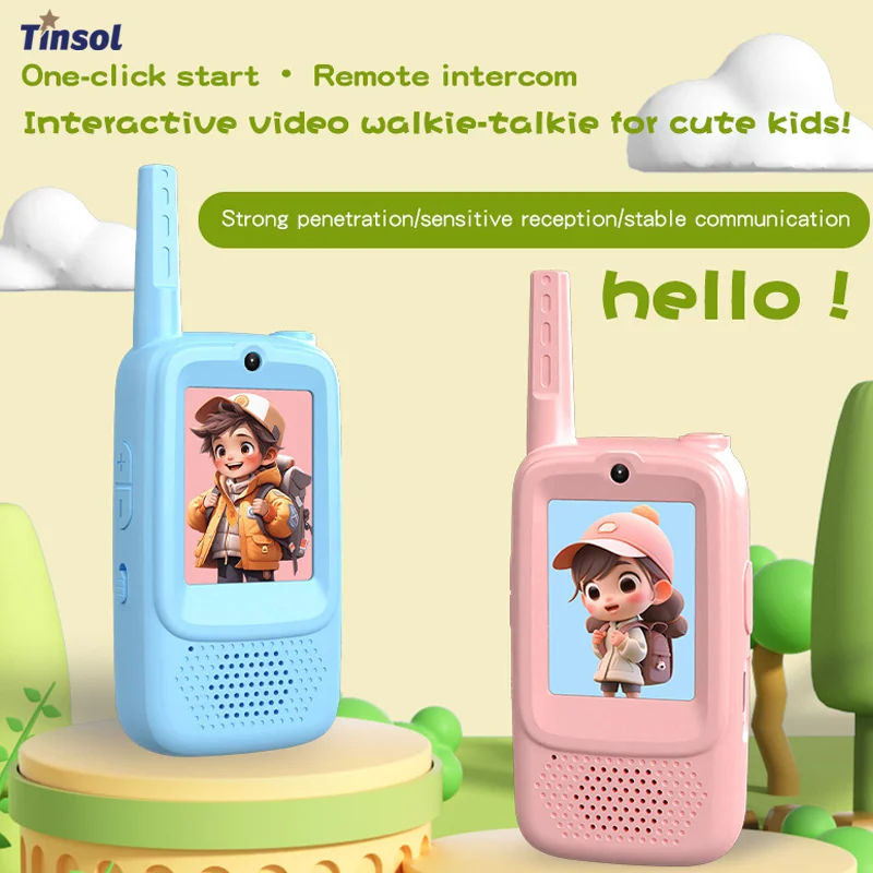 Mini câmera inteligente crianças vídeo walkie talkie recarregável interfone caminhadas ao ar livre walky talky presente do miúdo dos desenhos animados jogos bonitos