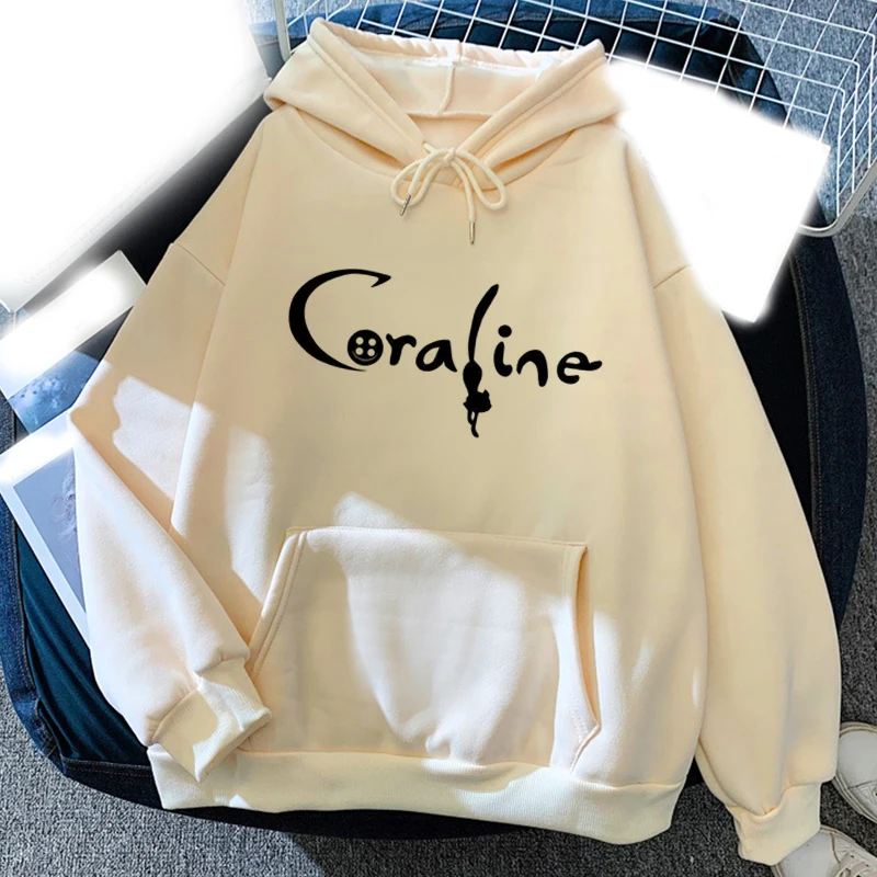 Cartoon Coraline felpa con cappuccio da uomo moda uomo e donna semplice Pullover a maniche lunghe Street Harajuku felpa grande alla moda