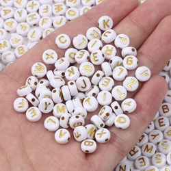 100/200/300/500PCs Mixed White Gold Color Acrylic Alphabet/Letter Round Beads For Jewelry Making diy Handmade Bracelet Necklace