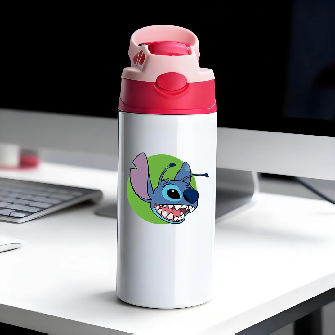 

Disney Insulated Cup Blue Stitch Cartoon Character Big Eyes Pink and Purple Ears Big Smile Teeth 304 Stainless Steel Ca