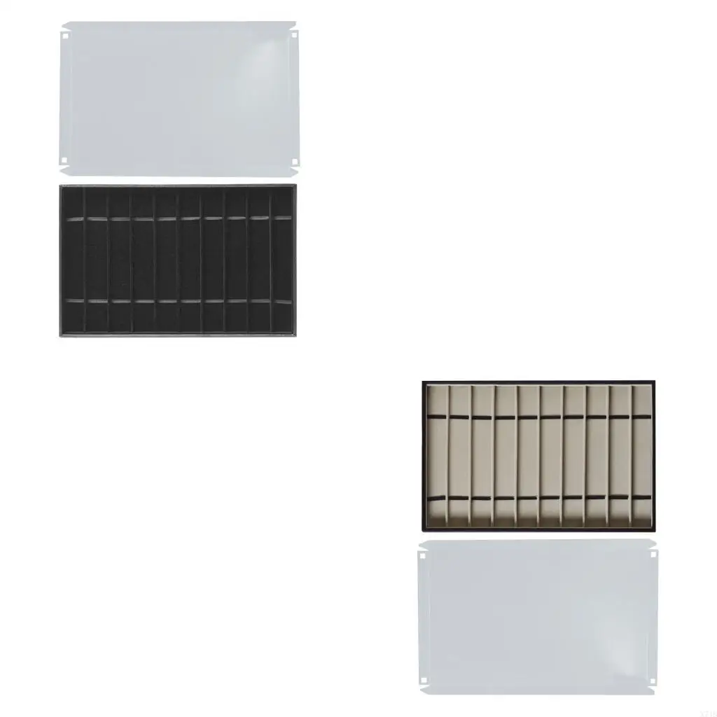 

10 Grids Jewelry Display Tray With PVC Lid For Watch Bands Bracelets Organizing