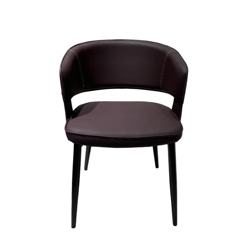 dining chair, modern light luxury backrest, designer chair, Italian medieval saddle leather, soft bag dining table chair
