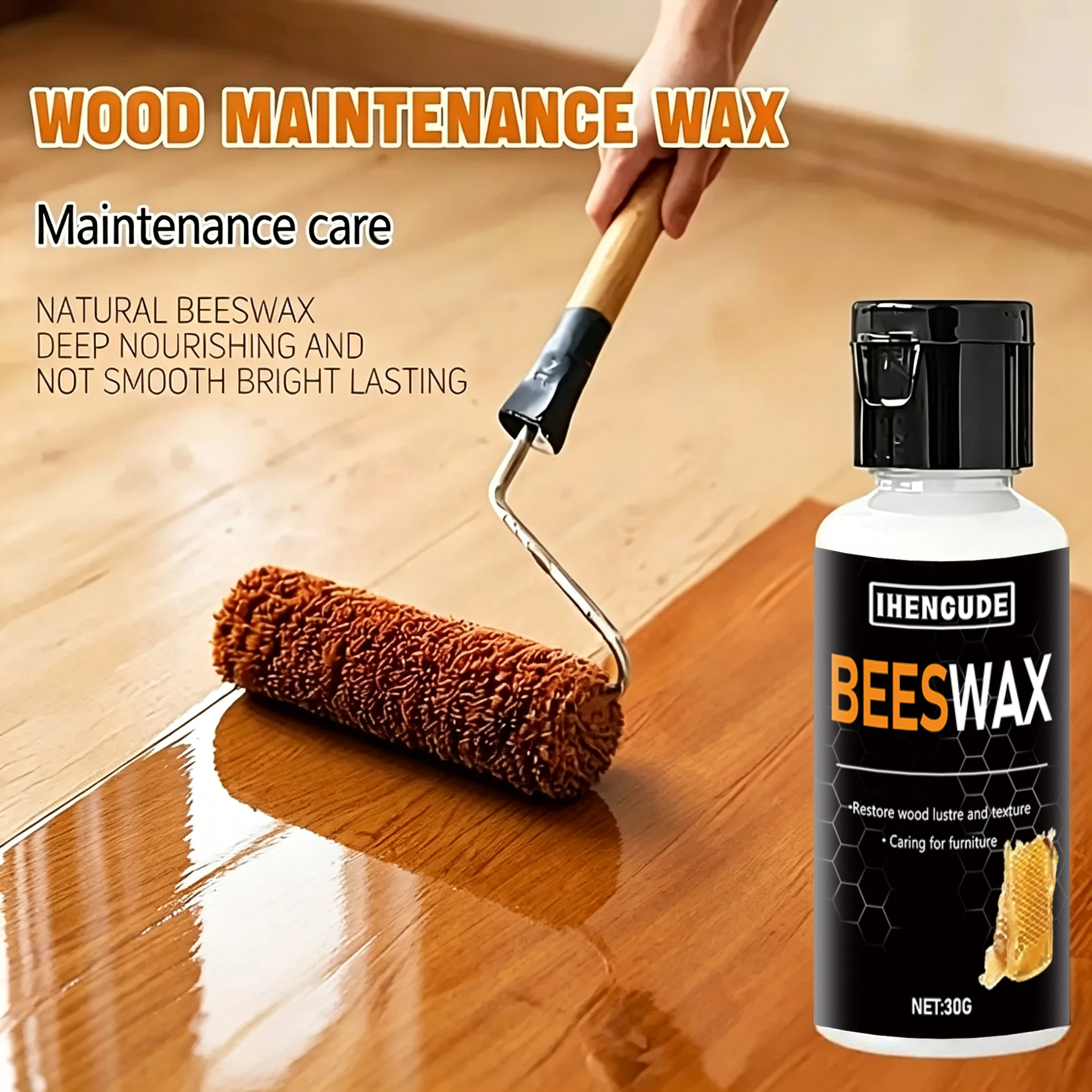 Furniture Polish Effectively Enhances the Shine of Wooden Items, Is Waterproof and Crack-Resistant, Quickly Polishes, Suitable for Wooden Floors, Wooden Tables, Wooden Chairs, Comes with a Sponge, Easy to Use, Specifically for Home Wood Maintenance