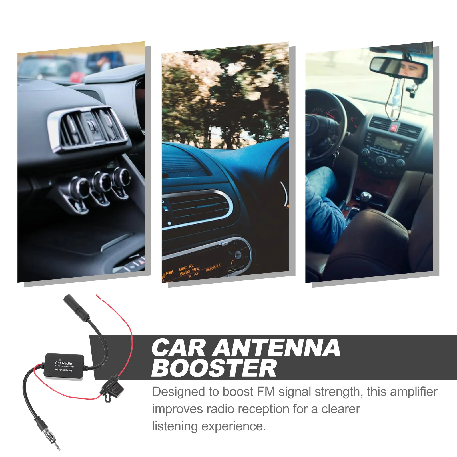 

1Set Fm Antenna Signal Booster Amplifier Universal Car Radio Antenna Adapter 12V Digital Radio Reception