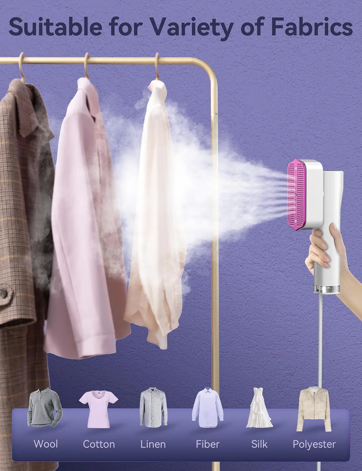 Handheld Garment Steamer, 15s Fast Heat, 35min Runtime, 180ml Tank, Blue