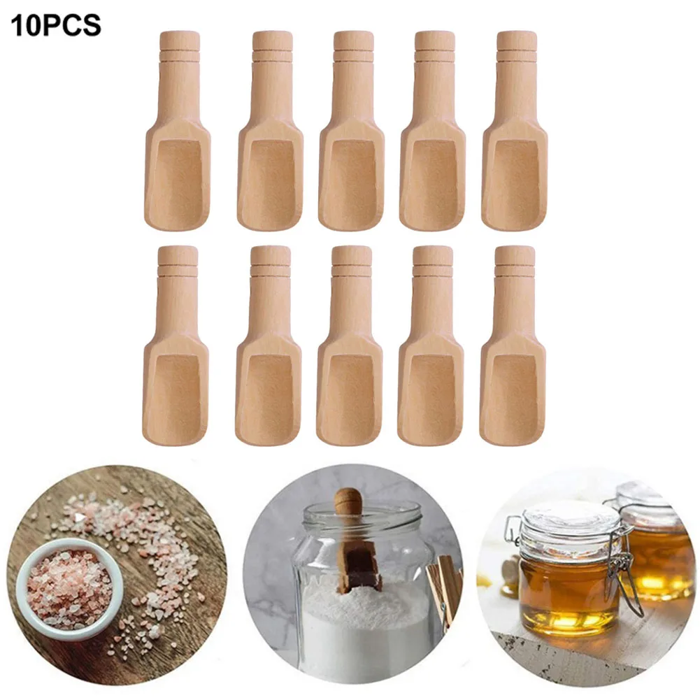 10pcs Wooden Small Little Mini Scoop Salt Sugar Coffee Spoon Teaspoon Small Salt Shovel Milk Powder Scoops Kitchen Cooking Tool