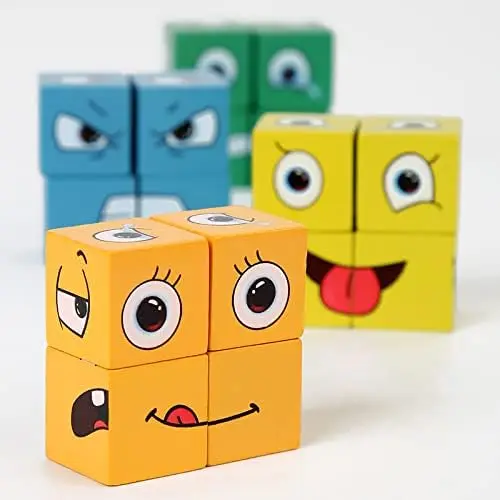 Kids 'Educational Emotion Change Blocks, Expressões Puzzles, Crianças Cube Games, Early Learning, Montessori, Geometria Face