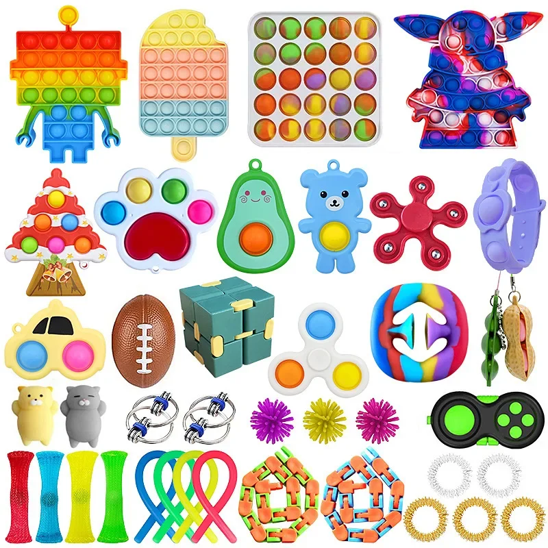 Random Mystery Fidget Toys Bag Pack for Kids Cheap Sensory Toys Stress Reliver Autism ADHD Gifts Spinner Fidget Squishy Set